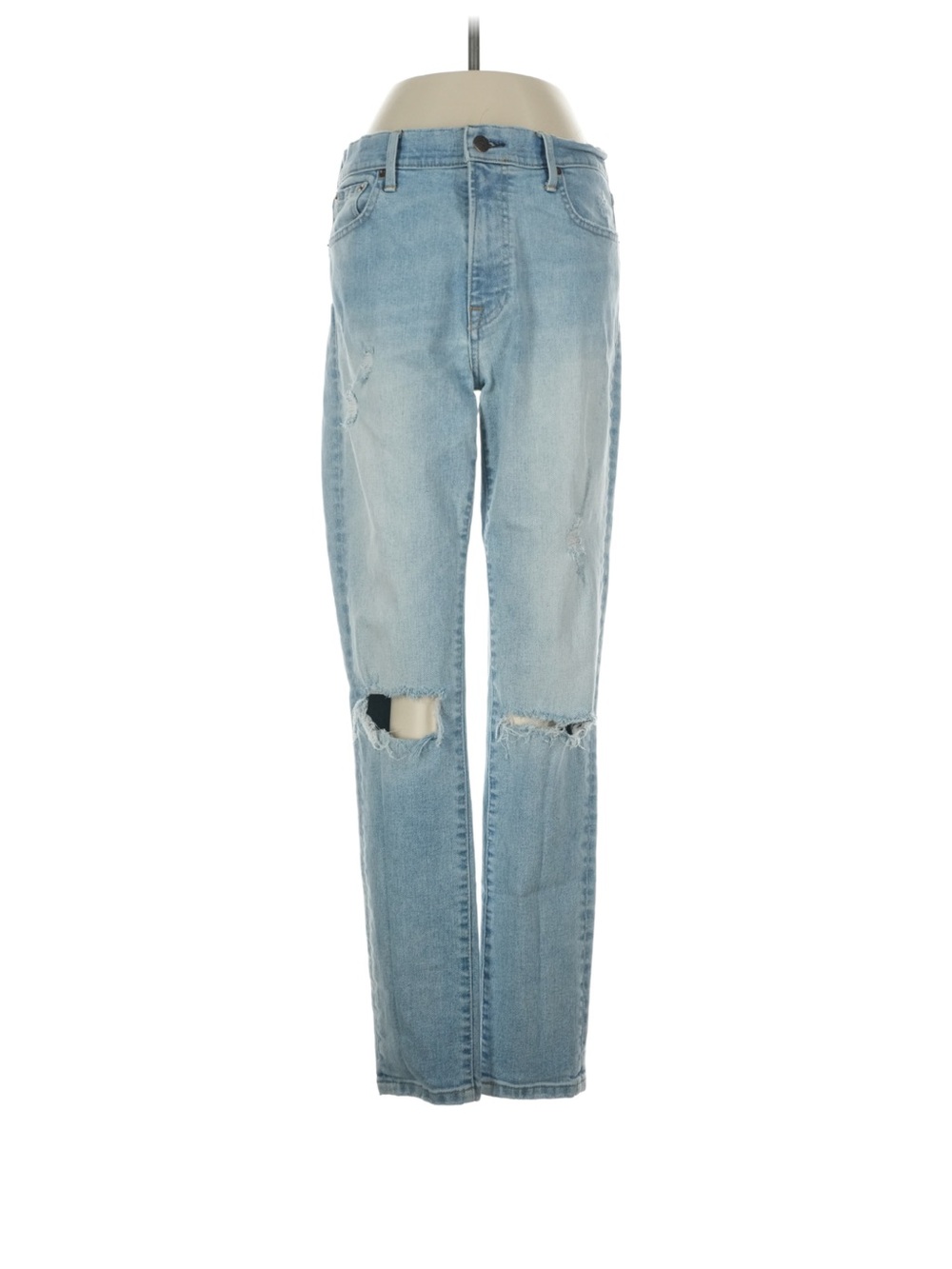 Able Light Wash Distressed Straight-Leg Jeans